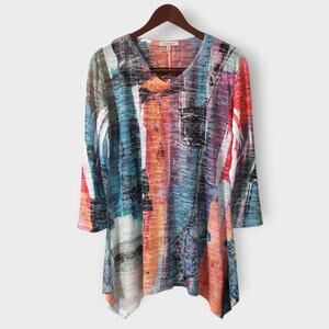 Multicolor Abstract Women's Tunic Top